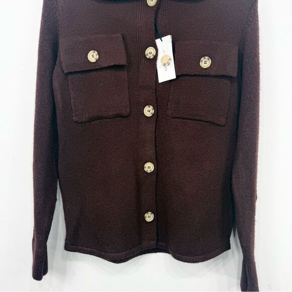 Pink Rose Decadent Chocolate Shirt Style Button Up Cardigan Sweater NEW - Picture 4 of 16